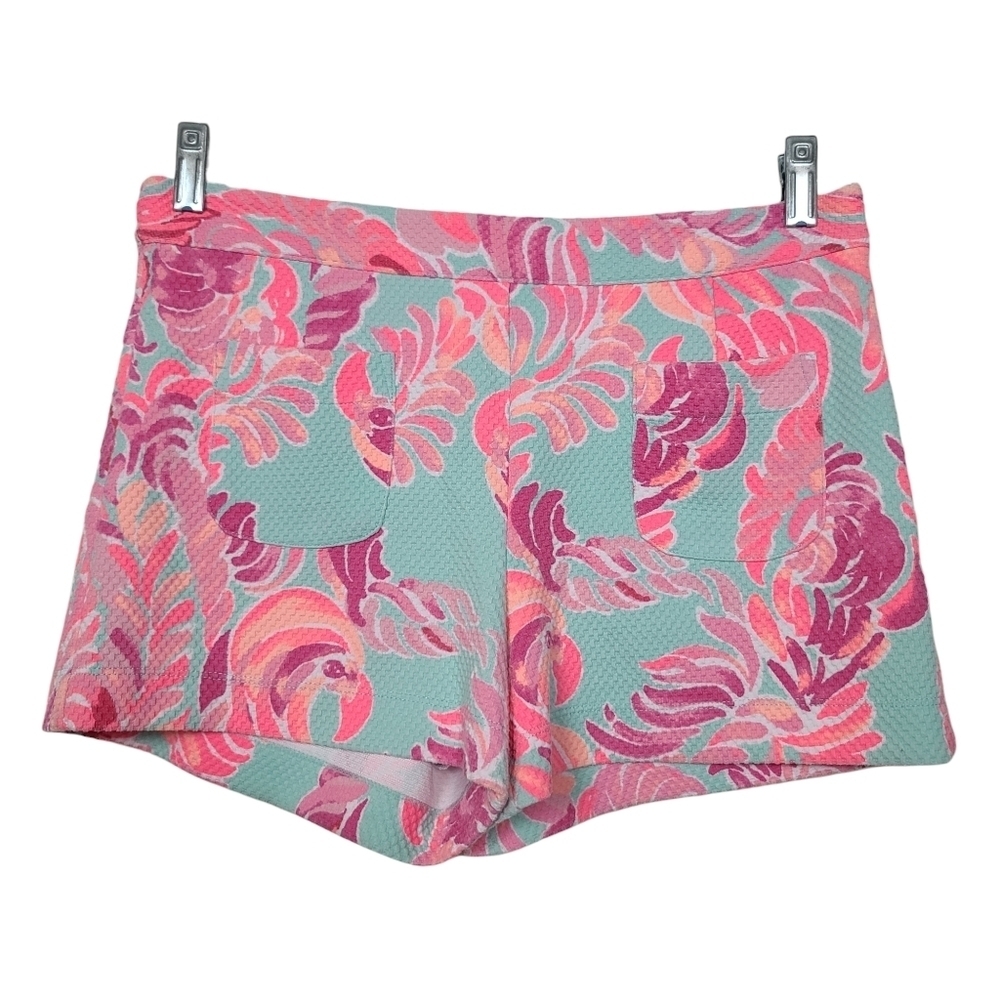 Lilly Pulitzer Alycia Love Birds Pool Side Blue Pink Shorts 6